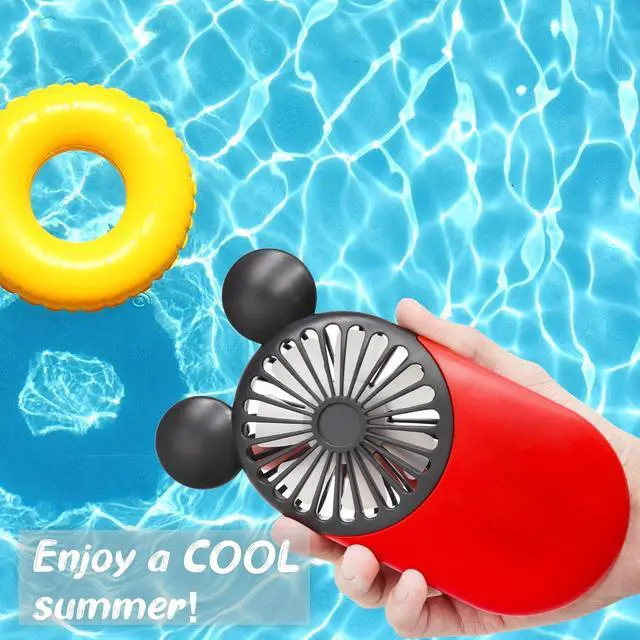 Alt view image 3 of 5 - Cute Handheld Mini USB Fan, Rechargeable Portable Fan, 3 Adjustable Speeds and Wearable Accessories, Pocket Size for Indoor Or Outdoor Activities, 3 Pack (Pink+Red+Blue)