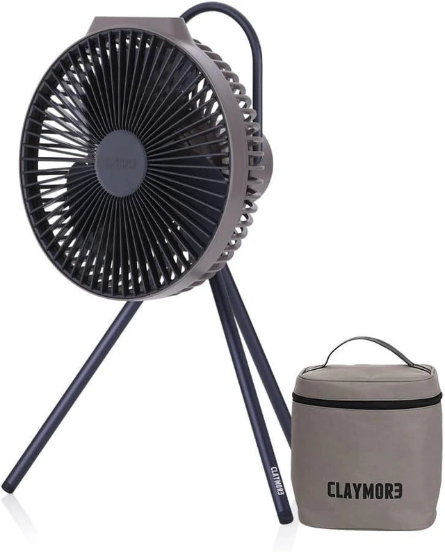 Main image of Claymore V600+ Warm Gray Rechargeable Portable Fan 7,800mAh Battery, 4-Speed BLDC Ultra-Quiet Air Circulator USB-C Charging 32 Hrs Runtime Tripod Mountable Adjustable for Camping, Indoor, Outdoor