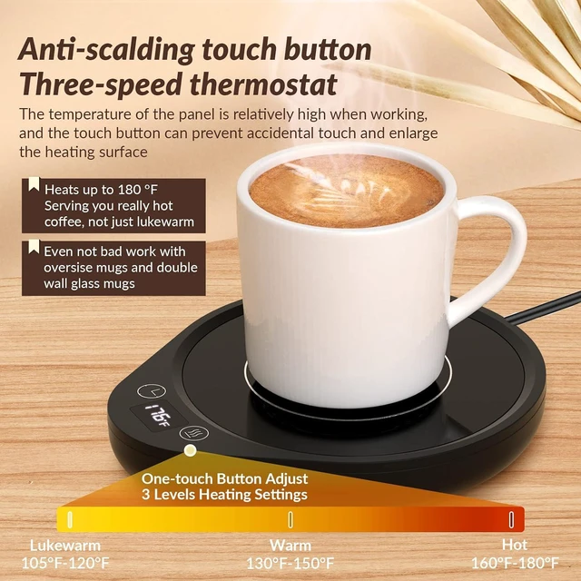 Alt view image 2 of 7 - Mug Warmer, Upgrade Coffee Warmer & Cup Warmer for Desk with 3 Temperature Settings, More Hot Coffee Mug Warmer with Timer, 4H Auto Shut Off for Keep Best Flavor for Cocoa, Tea, Water, Milk, Black