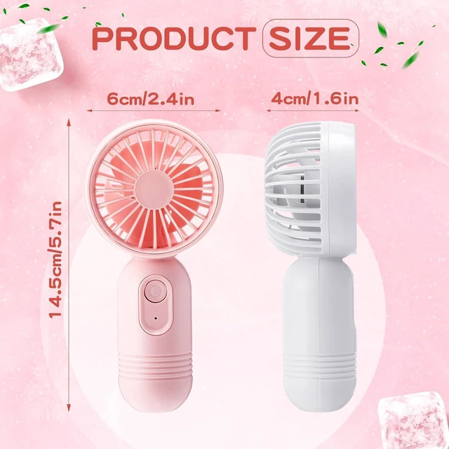 Alt view image 2 of 6 - Rossesay 24 Pack 12 Pack Mini Portable Handheld Fan Bulk for Travel 3 Speeds, Rechargeable USB Battery Operated, Small Personal Eyelash Fans for Women Men Indoor Outdoor (Pink White)