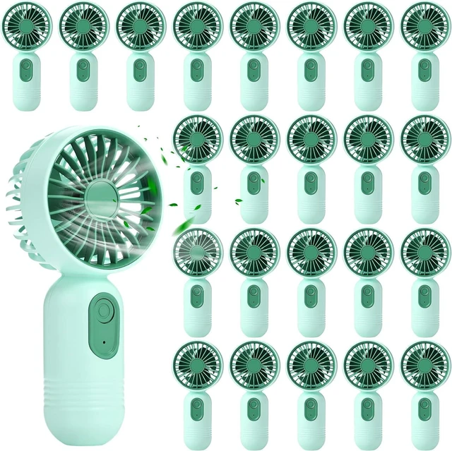 Main image of Rossesay 24 Pack 12 Pack Mini Portable Handheld Fan Bulk for Travel 3 Speeds, Rechargeable USB Battery Operated, Small Personal Eyelash Fans for Women Men Indoor Outdoor (Green)