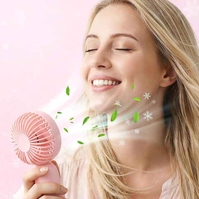 Alt view image 4 of 6 - Rossesay 24 Pack 12 Pack Mini Portable Handheld Fan Bulk for Travel 3 Speeds, Rechargeable USB Battery Operated, Small Personal Eyelash Fans for Women Men Indoor Outdoor (Pink White)