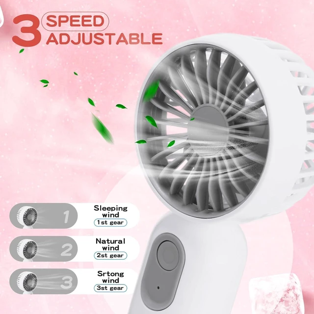 Alt view image 3 of 6 - Rossesay 24 Pack 12 Pack Mini Portable Handheld Fan Bulk for Travel 3 Speeds, Rechargeable USB Battery Operated, Small Personal Eyelash Fans for Women Men Indoor Outdoor (Pink White)