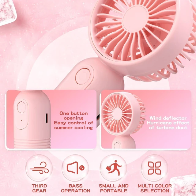 Alt view image 5 of 6 - Rossesay 24 Pack 12 Pack Mini Portable Handheld Fan Bulk for Travel 3 Speeds, Rechargeable USB Battery Operated, Small Personal Eyelash Fans for Women Men Indoor Outdoor (Pink White)