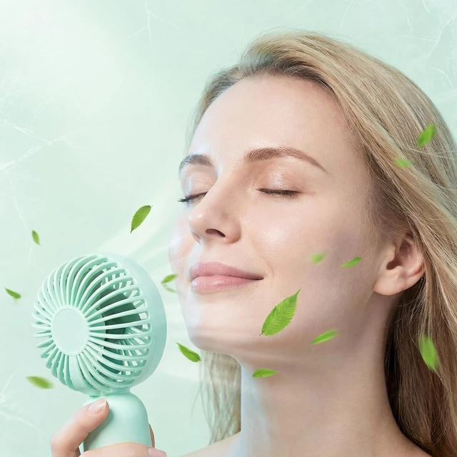 Alt view image 4 of 7 - Rossesay 24 Pack 12 Pack Mini Portable Handheld Fan Bulk for Travel 3 Speeds, Rechargeable USB Battery Operated, Small Personal Eyelash Fans for Women Men Indoor Outdoor (Green)