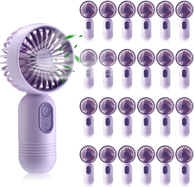 Main image of Rossesay 24 Pack 12 Pack Mini Portable Handheld Fan Bulk for Travel 3 Speeds, Rechargeable USB Battery Operated, Small Personal Eyelash Fans for Women Men Indoor Outdoor (Purple)