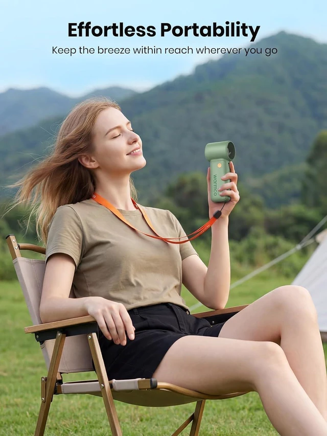 Alt view image 6 of 7 - Warmco Portable Handheld Fan 10000mAh, 15000RPM High-Speed Personal Turbo Fan, 5 Speeds, LED Display, 36H Long Lasting Mini Fan for Travel, Outdoor, Camping, Essentials