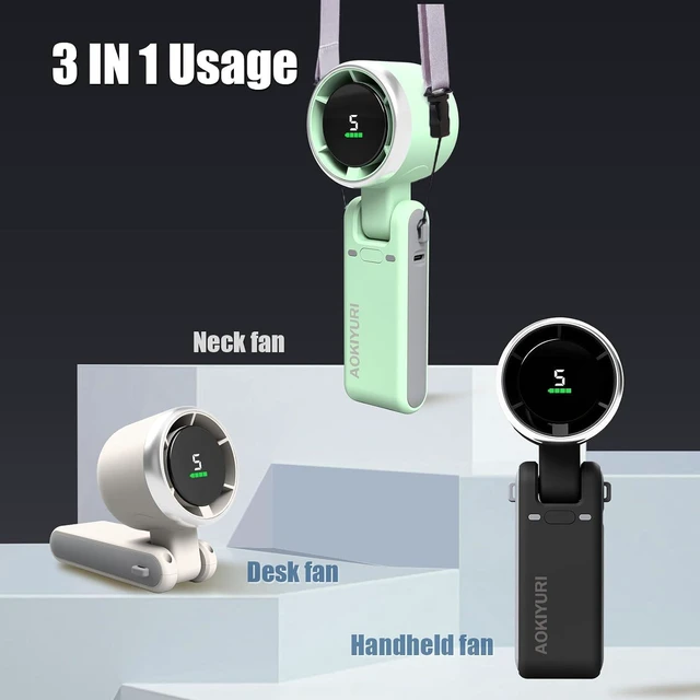 Alt view image 7 of 7 - Foldable Handheld Fan, 5-Speed Turbo Blast, 20-Hour Runtime Type-C Rechargeable 3-in-1 Portable Fan, Stadium Essentials for Summer Vacation, Travel, Camping, Gifts for Women Men