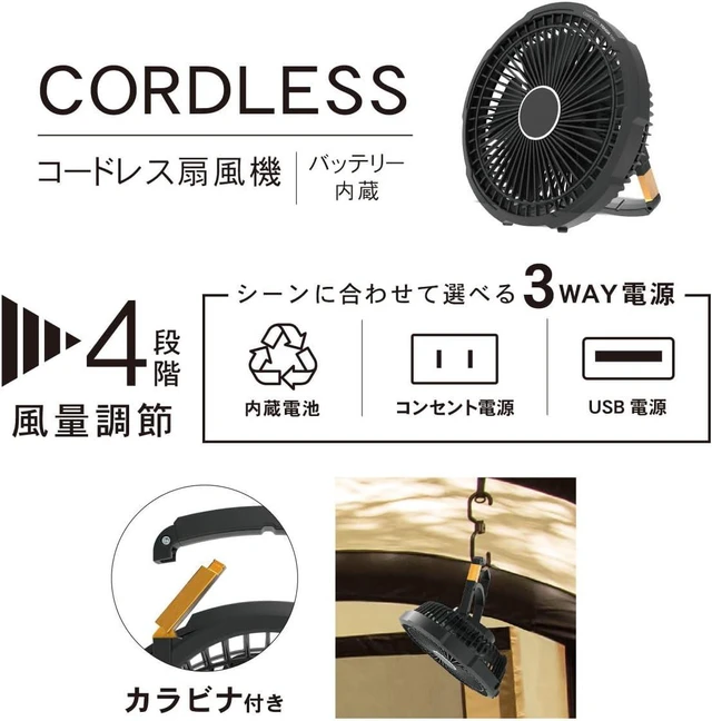 Alt view image 4 of 6 - Topland Heavy Duty Wireless Desk Fan, for Home and Outdoor, Waterproof Rubber Body, 3 Power Supply (AC+USB+Dry Battery Not Included), 3