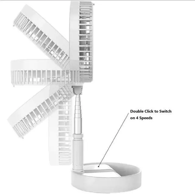 Alt view image 3 of 7 - 9H Battery Operated Fan Foldable Table Desk Floor Pedestal Fan Rechargeable 4 Speeds Portable 8-inch Fan