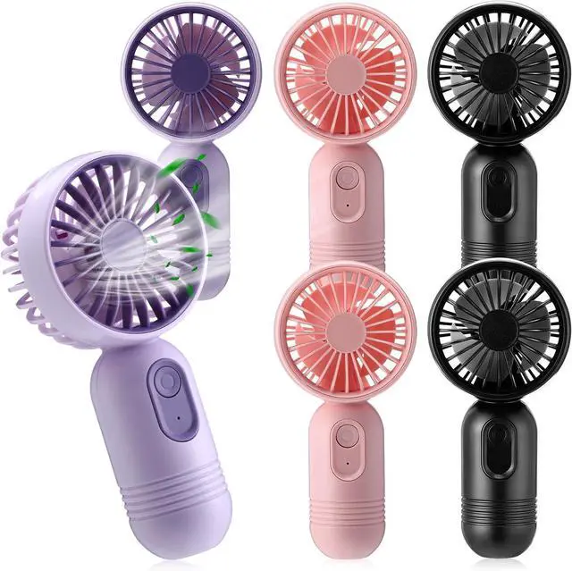 Main image of Rossesay 6 Pcs Mini Portable Fan Bulk Cute Handheld Lightweight Small Little Personal Hand Eyelash Fan 3 Speeds USB Rechargeable for Women Men Indoor Outdoor Makeup Travel (Black,Pink,Purple)