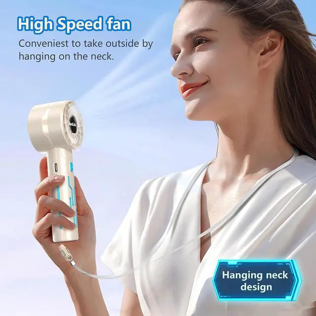 Alt view image 6 of 7 - Handheld Portable High Speed Mini Fan, USB Rechargeable Neck Personal Mini Fan, (7000 RPM high speed motor,Lasts 3-16 Hours) 4-speed powerful Wind Fans for Summer Outdoor Traveling,Gifts for Kids