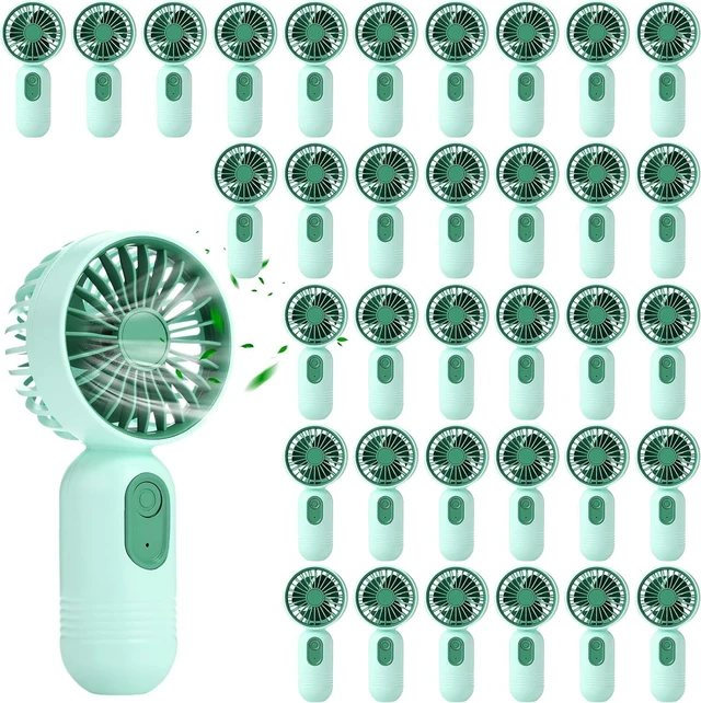 Main image of Rossesay 36 Pcs Mini Portable Fan Bulk Cute Handheld Lightweight Small Little Personal Hand Eyelash Fan 3 Speeds USB Rechargeable for Women Men Indoor Outdoor Makeup Travel (Green)