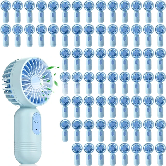 Main image of Rossesay 72 Pcs Mini Portable Fan Bulk Cute Handheld Lightweight Small Little Personal Hand Eyelash Fan 3 Speeds USB Rechargeable for Women Men Indoor Outdoor Makeup Travel (Blue)