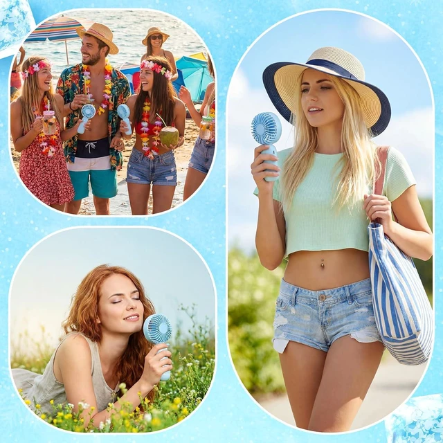 Alt view image 6 of 6 - Rossesay 72 Pcs Mini Portable Fan Bulk Cute Handheld Lightweight Small Little Personal Hand Eyelash Fan 3 Speeds USB Rechargeable for Women Men Indoor Outdoor Makeup Travel (Blue)