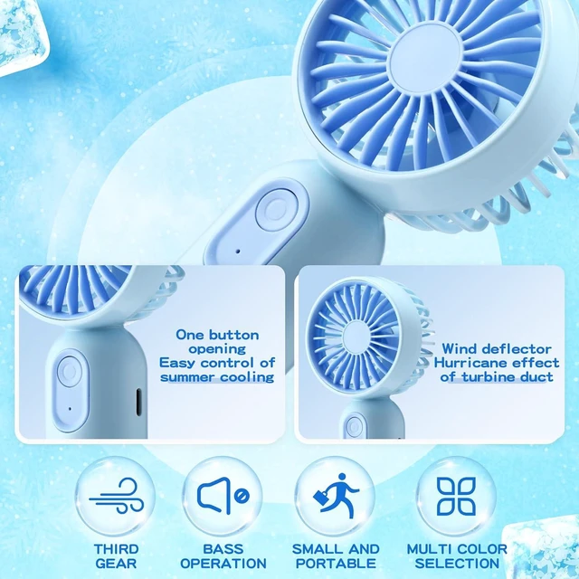 Alt view image 5 of 6 - Rossesay 72 Pcs Mini Portable Fan Bulk Cute Handheld Lightweight Small Little Personal Hand Eyelash Fan 3 Speeds USB Rechargeable for Women Men Indoor Outdoor Makeup Travel (Blue)