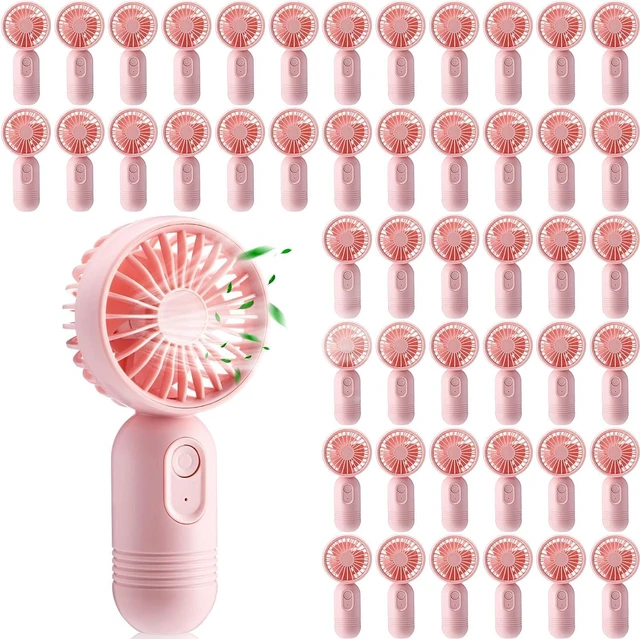 Main image of Rossesay 48 Pcs Mini Portable Fan Bulk Cute Handheld Lightweight Small Little Personal Hand Eyelash Fan 3 Speeds USB Rechargeable for Women Men Indoor Outdoor Makeup Travel (Pink)