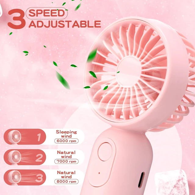 Alt view image 3 of 6 - Rossesay 48 Pcs Mini Portable Fan Bulk Cute Handheld Lightweight Small Little Personal Hand Eyelash Fan 3 Speeds USB Rechargeable for Women Men Indoor Outdoor Makeup Travel (Pink)