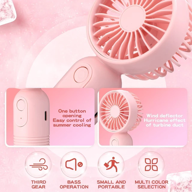 Alt view image 5 of 6 - Rossesay 48 Pcs Mini Portable Fan Bulk Cute Handheld Lightweight Small Little Personal Hand Eyelash Fan 3 Speeds USB Rechargeable for Women Men Indoor Outdoor Makeup Travel (Pink)