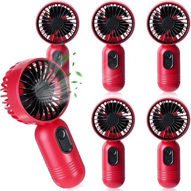 Main image of Rossesay 6 Pcs Mini Portable Fan Bulk Cute Handheld Lightweight Small Little Personal Hand Eyelash Fan 3 Speeds USB Rechargeable for Women Men Indoor Outdoor Makeup Travel (Red)