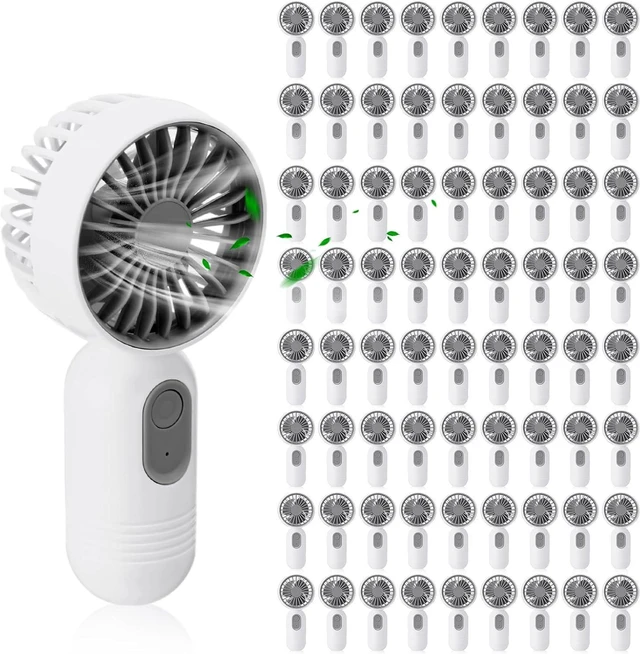 Main image of Rossesay 72 Pcs Mini Portable Fan Bulk Cute Handheld Lightweight Small Little Personal Hand Eyelash Fan 3 Speeds USB Rechargeable for Women Men Indoor Outdoor Makeup Travel (White)