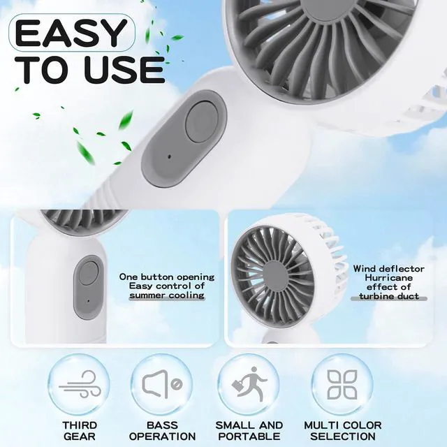 Alt view image 3 of 6 - Rossesay 72 Pcs Mini Portable Fan Bulk Cute Handheld Lightweight Small Little Personal Hand Eyelash Fan 3 Speeds USB Rechargeable for Women Men Indoor Outdoor Makeup Travel (White)