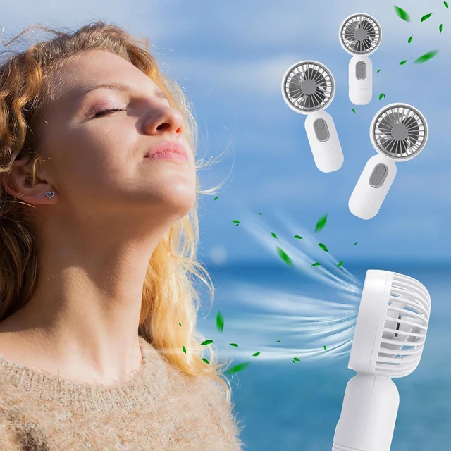 Alt view image 5 of 6 - Rossesay 72 Pcs Mini Portable Fan Bulk Cute Handheld Lightweight Small Little Personal Hand Eyelash Fan 3 Speeds USB Rechargeable for Women Men Indoor Outdoor Makeup Travel (White)