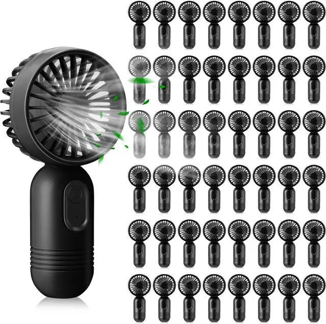 Main image of Rossesay 48 Pcs Mini Portable Fan Bulk Cute Handheld Lightweight Small Little Personal Hand Eyelash Fan 3 Speeds USB Rechargeable for Women Men Indoor Outdoor Makeup Travel (Black)