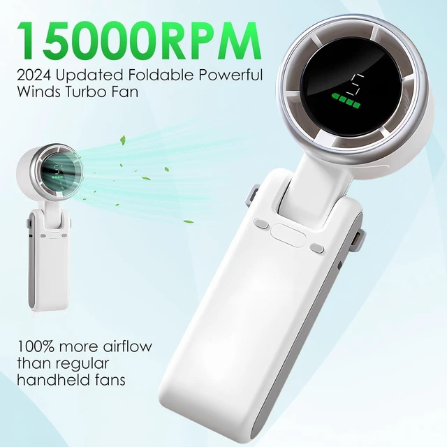 Alt view image 2 of 7 - neck fan, USB Rechargeable Travel Neck Fan with 5 Speeds, Up to 12 Working Hours, 3 IN 1 Foldable Personal Cooling