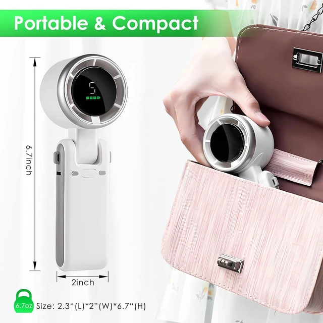 Alt view image 7 of 7 - neck fan, USB Rechargeable Travel Neck Fan with 5 Speeds, Up to 12 Working Hours, 3 IN 1 Foldable Personal Cooling