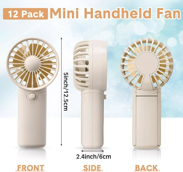 Alt view image 2 of 7 - Rossesay 12 Pcs Mini Portable Fan Handheld Battery Operated Portable Small Personal Fans for Summer Travel Beach Indoor Outdoor Cooling Gift (White)