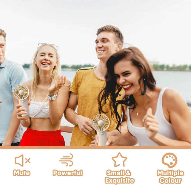 Alt view image 6 of 7 - Rossesay 12 Pcs Mini Portable Fan Handheld Battery Operated Portable Small Personal Fans for Summer Travel Beach Indoor Outdoor Cooling Gift (White)
