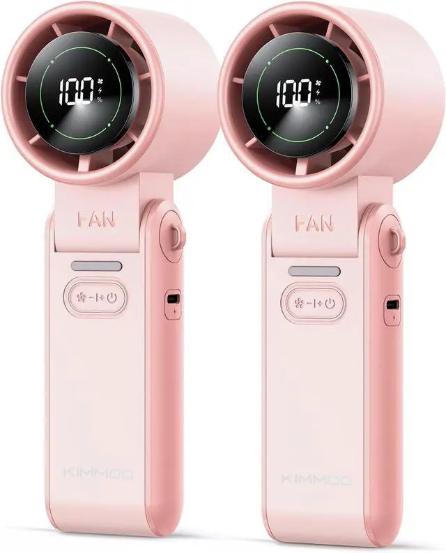 Main image of KIMMOO 3-in-1 Portable Handheld Turbo Fan -100 Speeds, 10800 RPM, 12Hrs Cooling, 120° Rotation, USB Rechargeable Mini Hand Held Personal Fan for Travel Makeup Outdoor Indoor (Pink 2-pack)