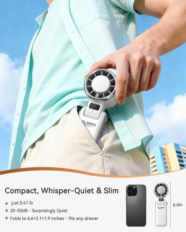 Alt view image 7 of 7 - Portable Fan, Mini Fan, Personal Fan with Turbo & Ice Cooling, White