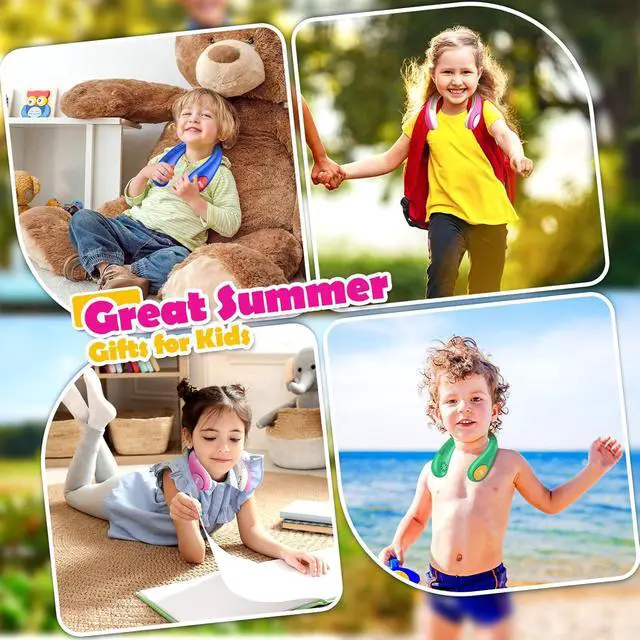 Alt view image 7 of 7 - Kids Neck Fan, Portable Bladeless Neck Fan for Kids 4-14Y, 2600mAh Rechargeable Wearable Fan for Girls Boys, 4 Speeds Lightweight Quiet Cooling Fan for Study, Camping, Travel, Summer Essential