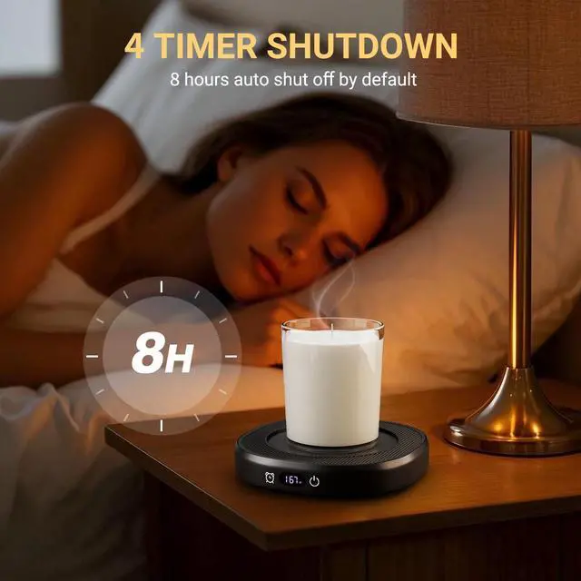 Alt view image 4 of 7 - Coffee Mug Warmer & You are Awesome Mug Set, Electric Cup Warmer with Auto Shut Off, 4 Temperature Setting Smart Beverage Warmer, 8-Hours Auto Shut Off (Black Awesome Mug)