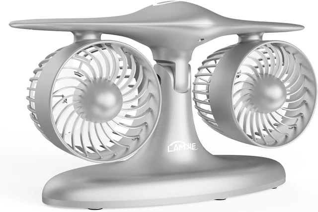 Main image of Airplane Design Desktop Fan, Rechargeable Battery Powered, Matte Black Plastic, 3-Speed Touch Control, Modern Jet Style, 8000mAh USB Fan for Home Office (SILVER)