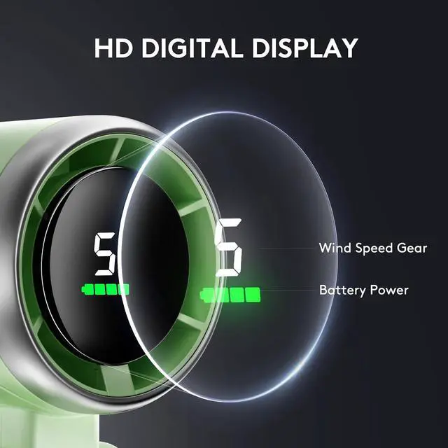 Alt view image 3 of 7 - Foldable Handheld Fan, Portable High Speed Rechargeable 5000mAh Mini Turbo Fan, Digital Display, 5 Speed Personal Pocket Fan for Travel, Camping, Stadium Essentials, Gifts for Women Men