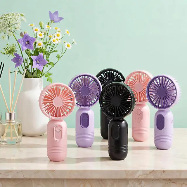 Alt view image 6 of 6 - Rossesay 6 Pcs Mini Portable Fan Bulk Cute Handheld Lightweight Small Little Personal Hand Eyelash Fan 3 Speeds USB Rechargeable for Women Men Indoor Outdoor Makeup Travel (Black,Pink,Purple)