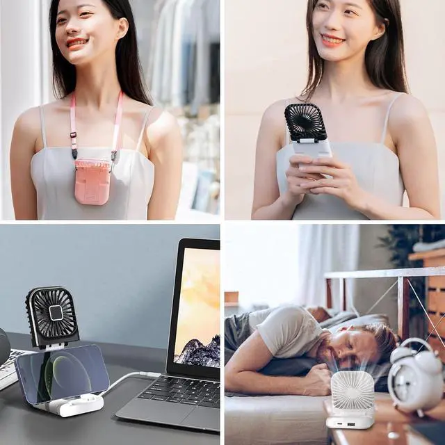 Alt view image 6 of 6 - Mini Handheld Fan - USB Rechargeable 3000mAh Battery Operated, Personal Fan for Outdoor, Indoor, Travel, Camping, Office