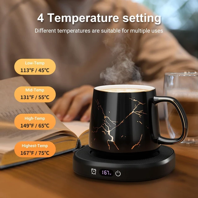 Alt view image 5 of 7 - Coffee Mug Warmer & Luxury Marbling Mug Set, Electric Cup Warmer with Auto Shut Off, 4 Temperature Setting Smart Beverage Warmer, 8-Hours Auto Shut Off (Luxury Marbling Mug)