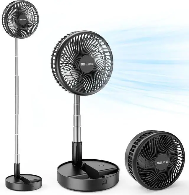 Main image of Belife X8-Lite Portable Fan, 7200mAh Battery Powered Rechargeable,USB Desk Floor Fan with Remote, Foldable Telescopic Fan for Home Bedroom Sleeping Office Camping Travel, 7.7" (Non-Oscillating, Black)