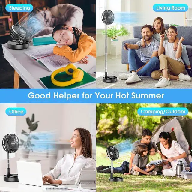 Alt view image 5 of 7 - Belife X8-Lite Portable Fan, 7200mAh Battery Powered Rechargeable,USB Desk Floor Fan with Remote, Foldable Telescopic Fan for Home Bedroom Sleeping Office Camping Travel, 7.7" (Non-Oscillating, Black)