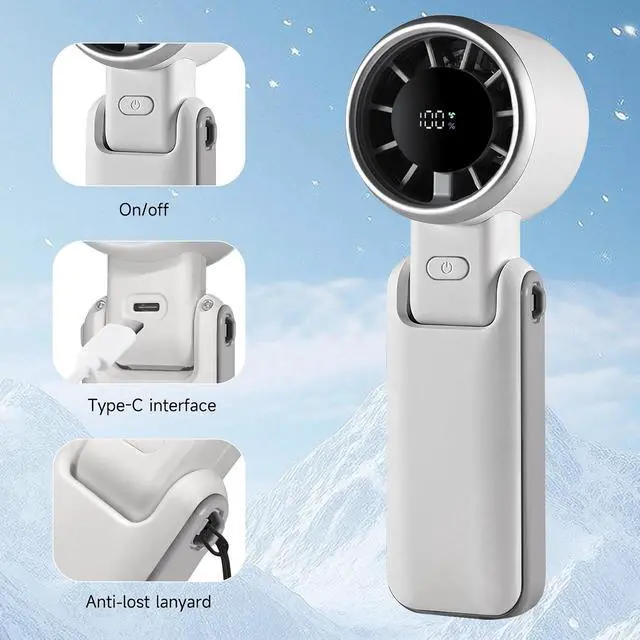 Alt view image 3 of 7 - Portable Handheld Folding Fan, Mini Personal Cooling Fan for Travel, Outdoor, Office, Camping, and Home Use(White)