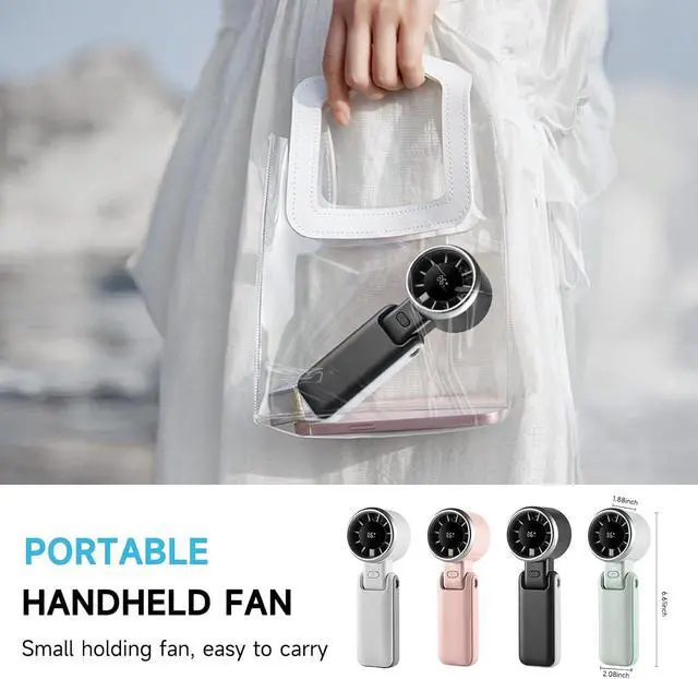 Alt view image 7 of 7 - Portable Handheld Folding Fan, Mini Personal Cooling Fan for Travel, Outdoor, Office, Camping, and Home Use(White)