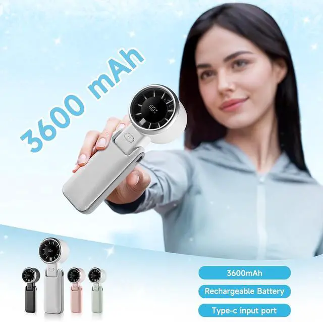 Alt view image 5 of 7 - Portable Handheld Folding Fan, Mini Personal Cooling Fan for Travel, Outdoor, Office, Camping, and Home Use(White)
