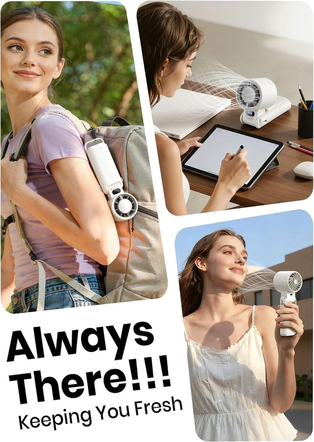 Alt view image 5 of 7 - Portable Handheld Turbo Fan, 1-199 Speed Adjustable with LED Display, High-Power Motor, Rechargeable Battery, 4 IN 1 Pocket Design Mini Fans for Indoor/Outdoor/Travel/Work, White