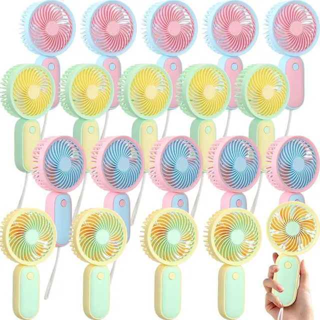 Main image of Mini Handheld Fan, USB Rechargeable Hand Held Fan Hanging Small Hand Travel Fans Portable Powerful Fans for Women Outdoor Travelling Indoor Home, 4 Colors(20 Pcs)