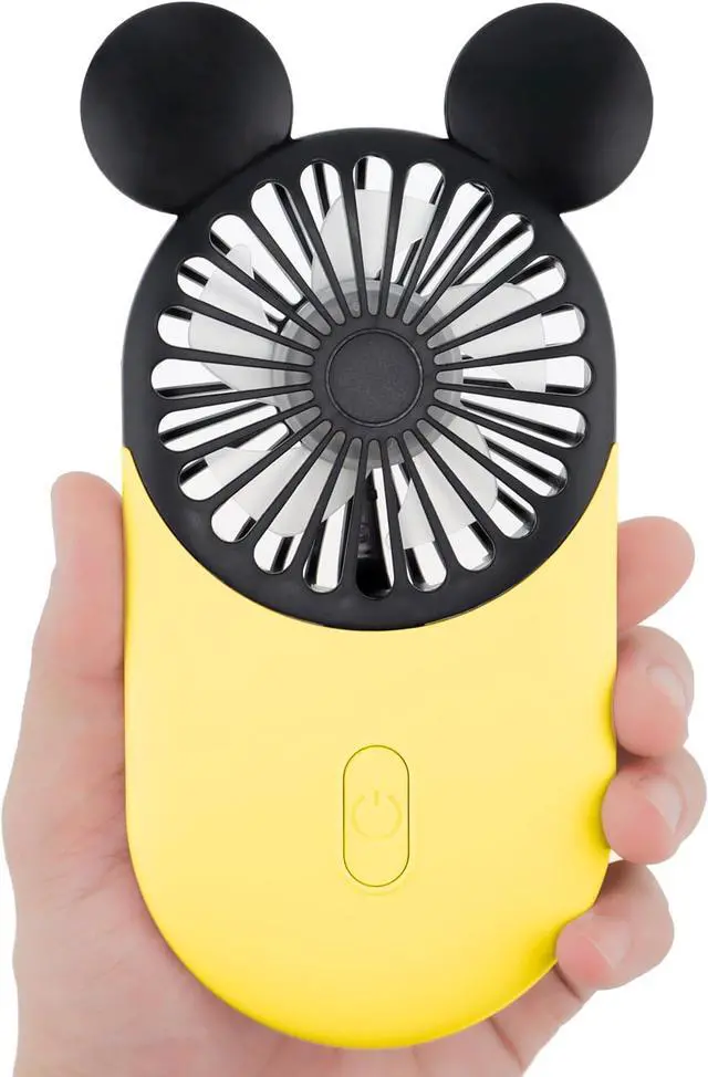 Main image of Cute Personal Mini Fan, Handheld & Portable USB Rechargeable Fan with Beautiful LED Light, 3 Adjustable Speeds, Portable Holder, for Indoor Or Outdoor Activities, Cute Mouse