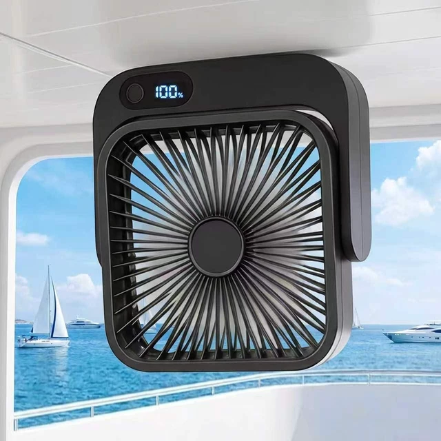 Main image of Portable Desk Fan with Magnetic Stand, 5 Speeds USB Rechargeable Personal Fan, Strong Airflow Air Circulator for Bedroom Office Travel Cruise Essentials 2026, Black